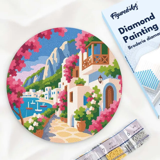 Figured'Art Bloemenlaan Capri diamond painting schijf 30cm