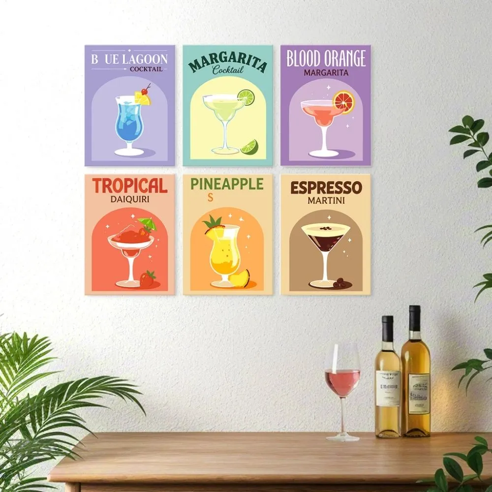 Figured'Art Mini Serie Cocktailuurtje schilderen op nummer 15x20cm 6 stuks