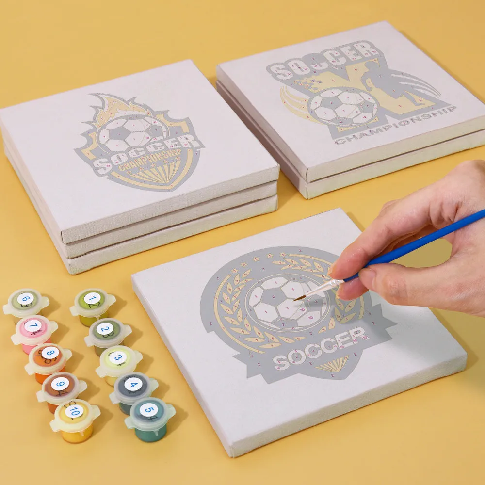 Figured'Art Mini Voetbal Logo Serie schilderen op nummer 15x15cm 6 stuks