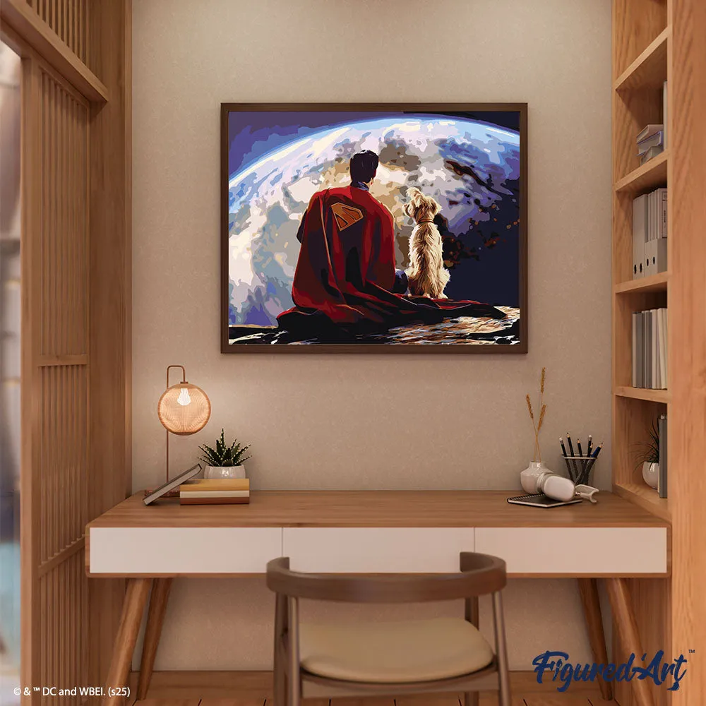 Figured'Art Superman en Krypto schilderen op nummer 40x50cm DC collector box
