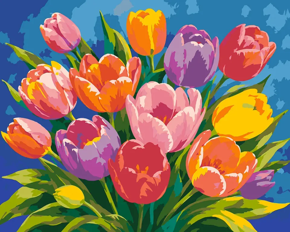Figured'Art Tulpenboeket Schilderen op Nummer 40x50 cm eenvoudig