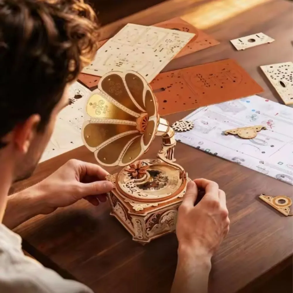 Figured'Art Diva-grammofoon 3D puzzel 200 stukjes muziekdoos