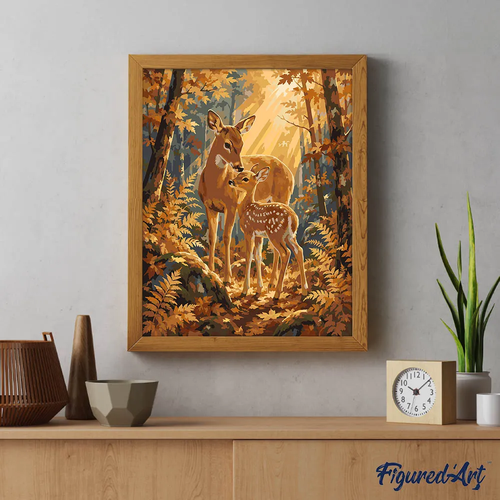 Figured'Art Ree en Kalf op de Open Plek schilderen op nummer 40x50 cm