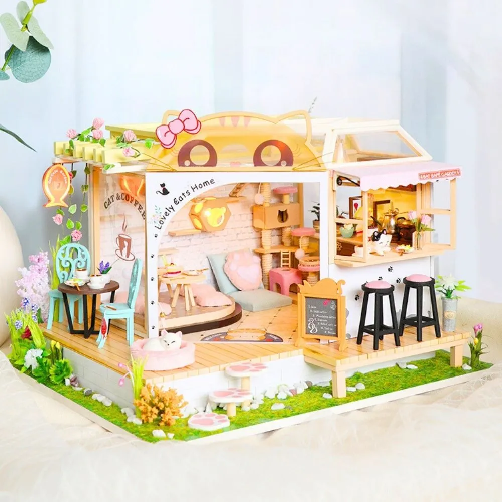 Figured'Art Tuin van het Katten Café miniatuurhuisje 305-delig met led