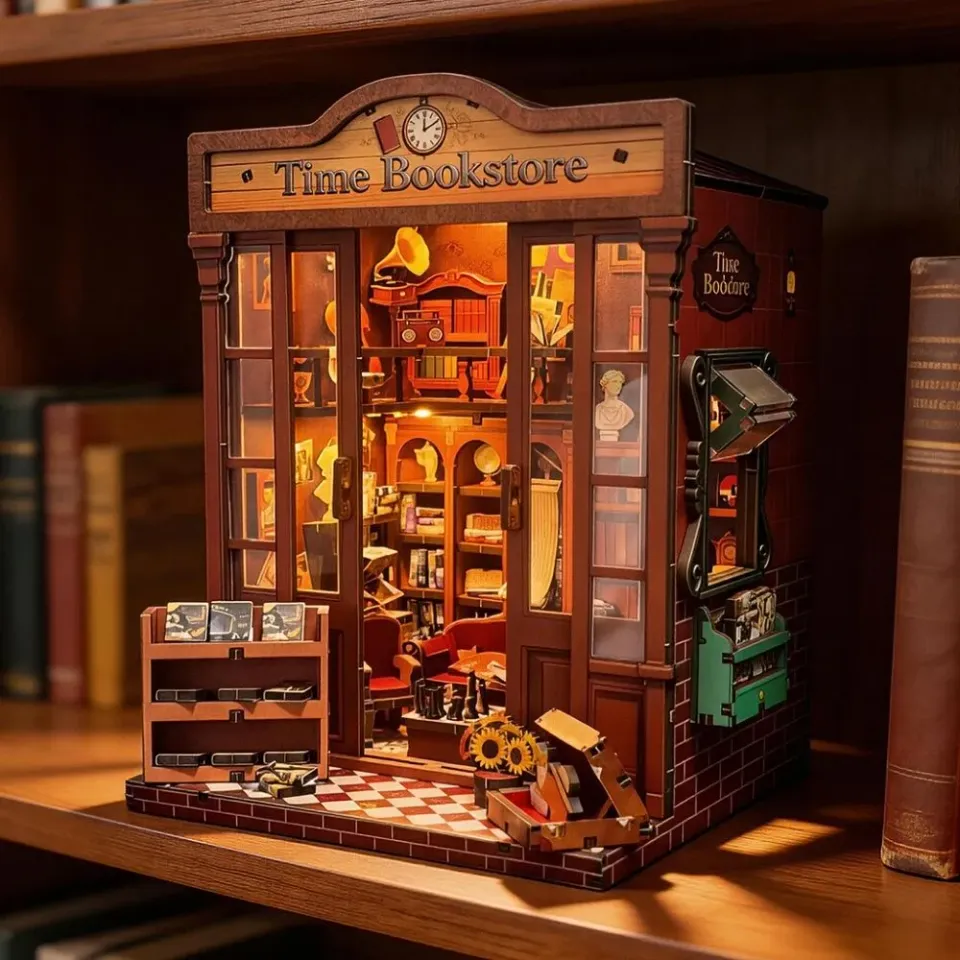 Figured'Art Tijd Boekhandel miniatuurhuisje 3D puzzel LED