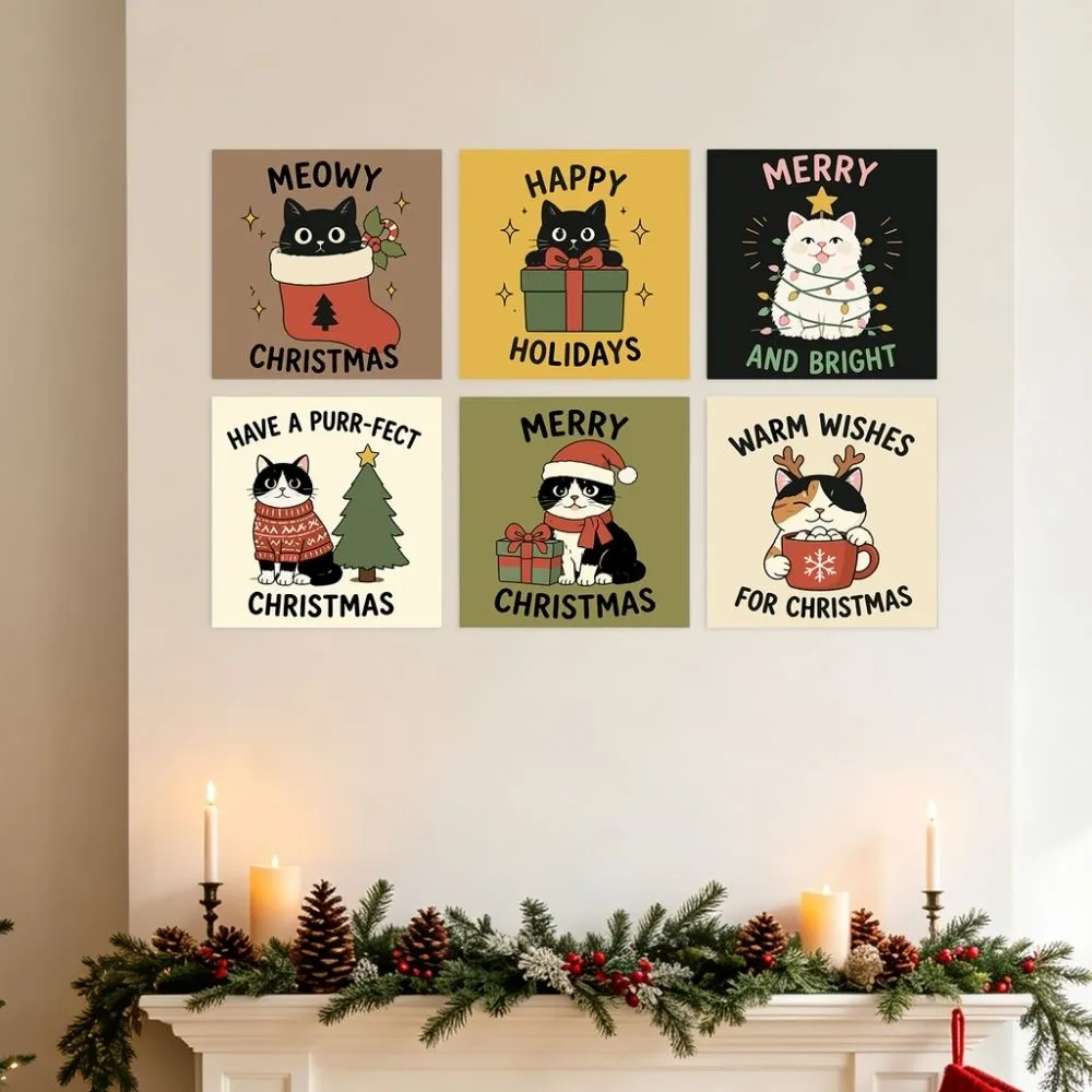 Figured'Art Mini Serie Miauwige kerst schilderen op nummer 6x 20x20 cm