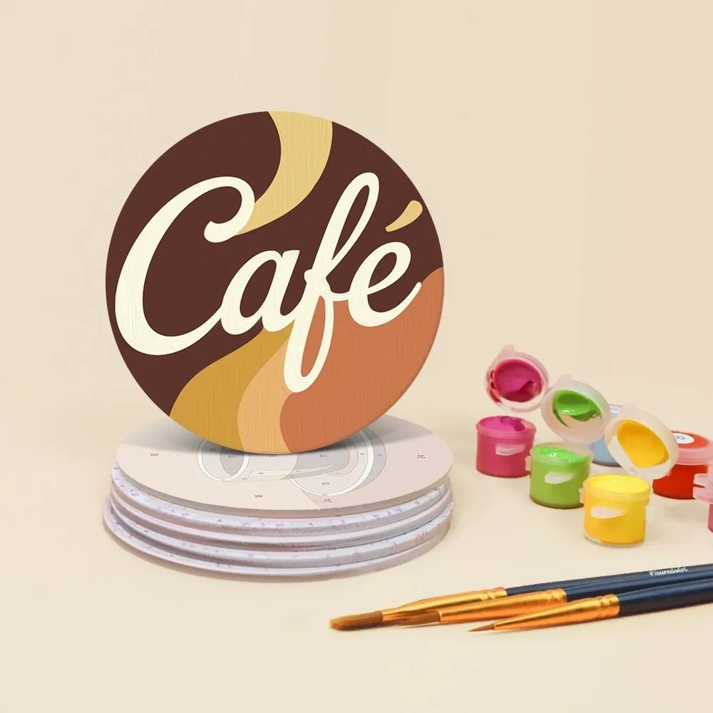 Figured'Art Parijs Café onderzetters schilderen op nummer 10cm 6 stuks