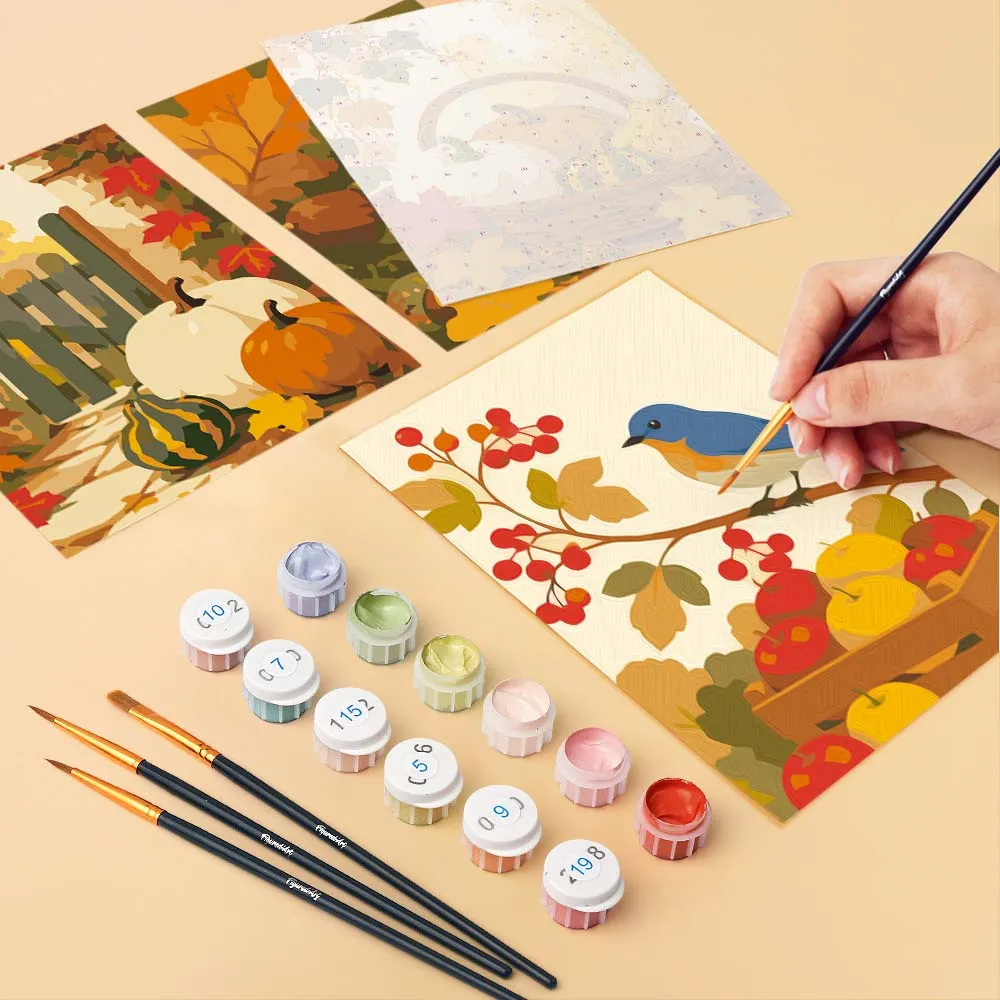 Figured'Art Mini Wilde herfstoogst schilderen op nummer 6x 15x20cm herfst