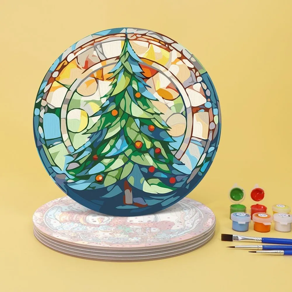 Figured'Art Kerstcadeau schilderen op nummer tafelsets 20cm 6 stuks