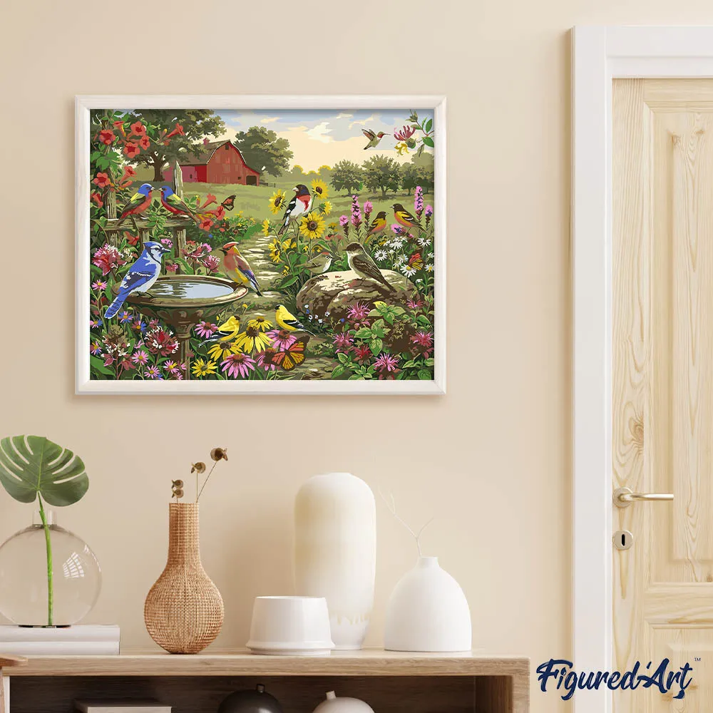 Figured'Art Tuin van zangvogels schilderen op nummer 40x50 cm vogels
