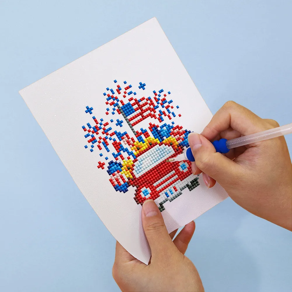 Figured'Art Amerikaanse Geest mini diamond painting 15x20 cm 4 stuks