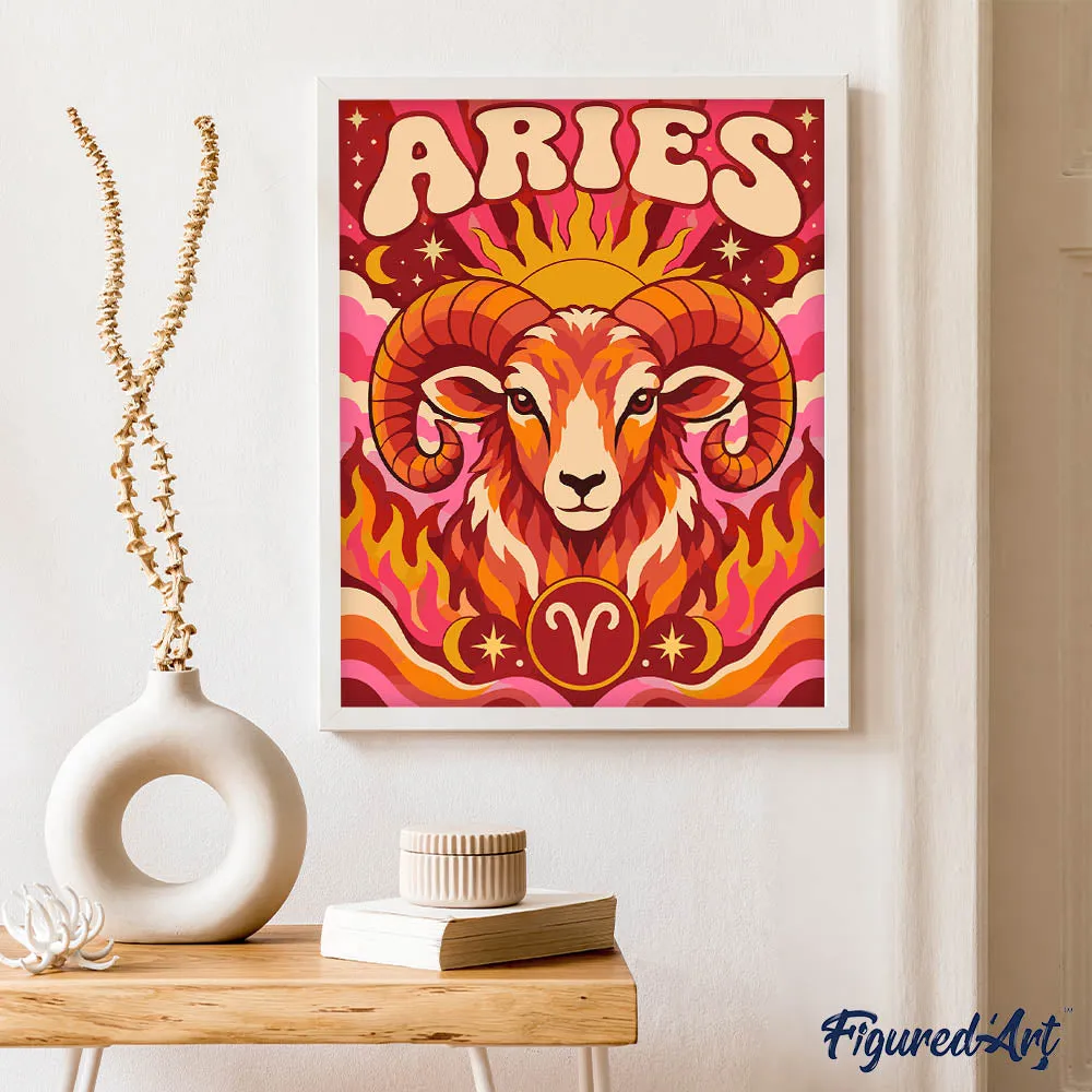 Figured'Art Retro Sterrenbeeld Ram schilderij op nummer 40x50cm eenvoudig