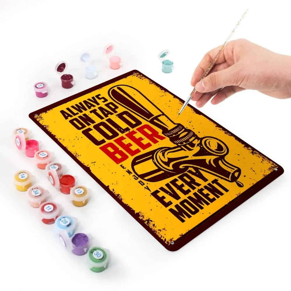 Figured'Art Koud Bier Geel schilderen op nummer metaal 30x20cm