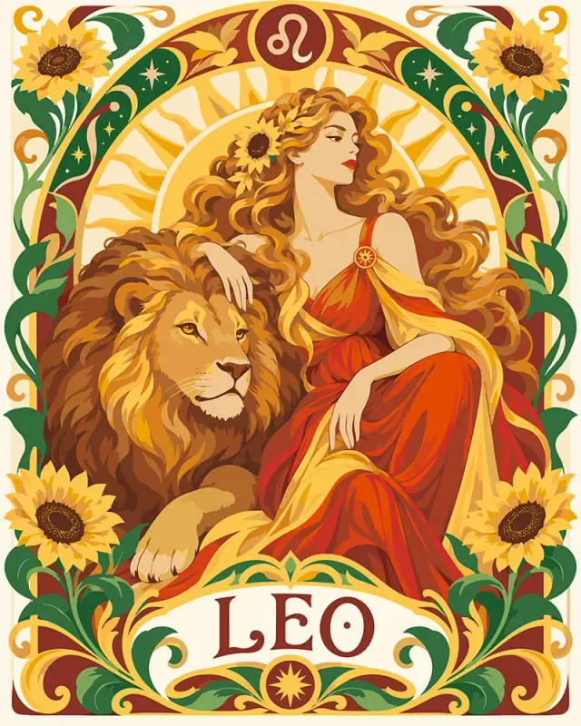 Figured'Art Art Nouveau Sterrenbeeld Leeuw schilderen op nummer 40x50