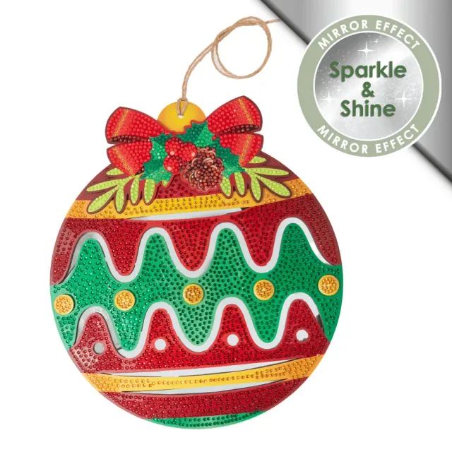 Craft Buddy Crystal Art Christmas Mirror Bauble hanger 25x28cm