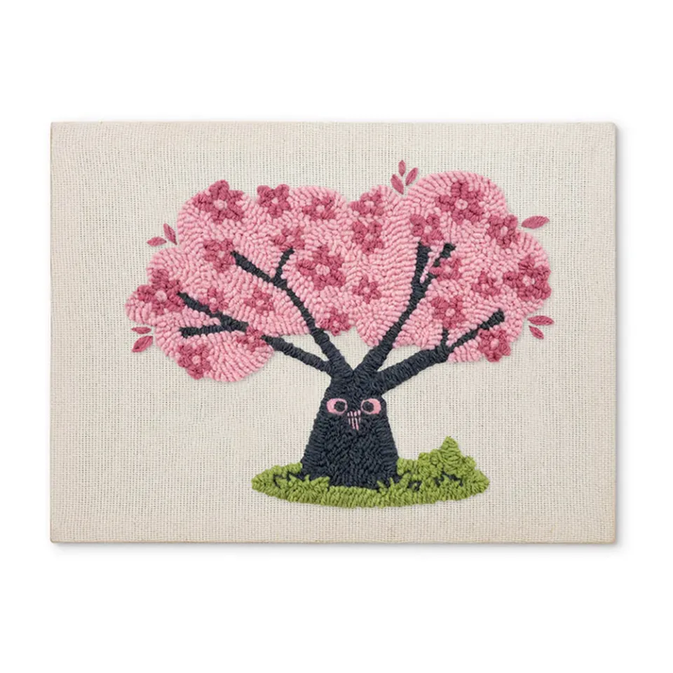 Figured'Art Kersenboom met Uilen punch needle pakket 20x30 met frame