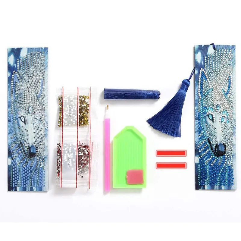 Figured'Art Wolf diamond painting bladwijzer 21x6 cm glans