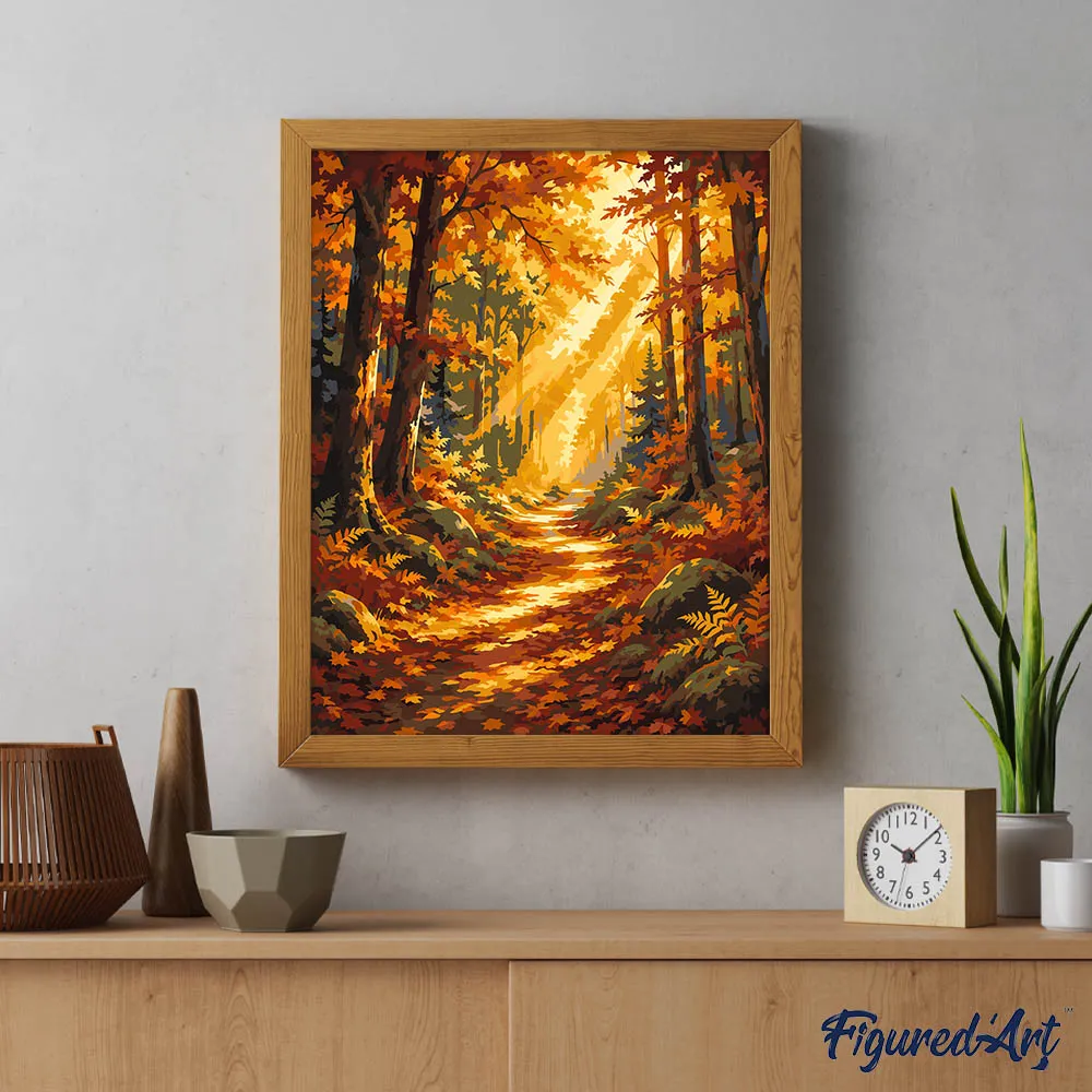 Figured'Art Bospad met Zonnestralen schilderen op nummer 40x50 cm