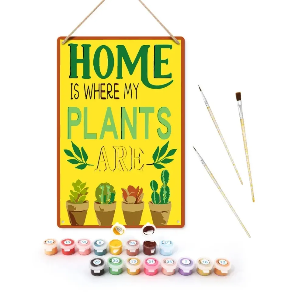 Figured'Art Thuis Planten schilderen op nummer metalen poster 30x20