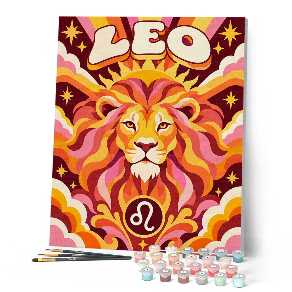 Figured'Art Retro Sterrenbeeld Leeuw schilderen op nummer 40x50