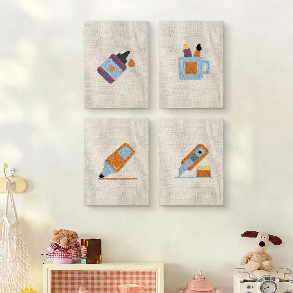 Figured'Art Creatieve Bureau Iconen punch needle set 4 stuks katoen