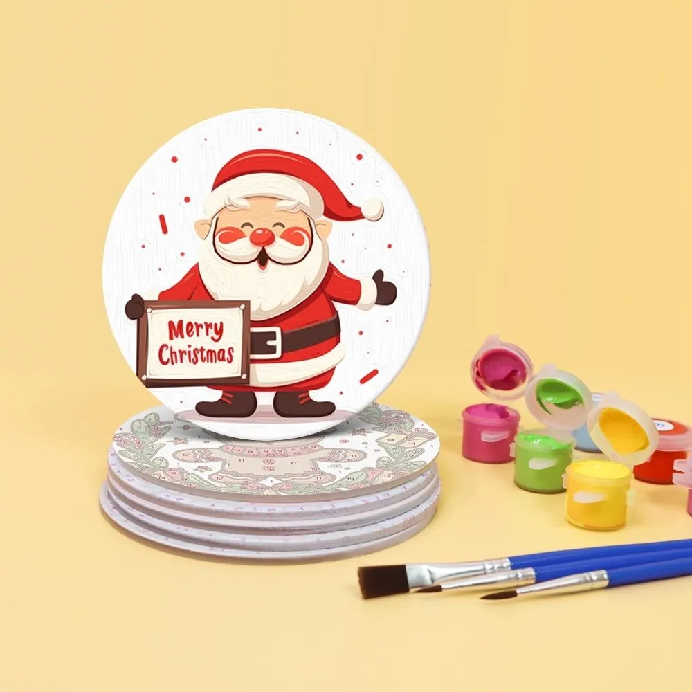 Figured'Art Kerst onderzetters schilderen op nummer 10cm 6st