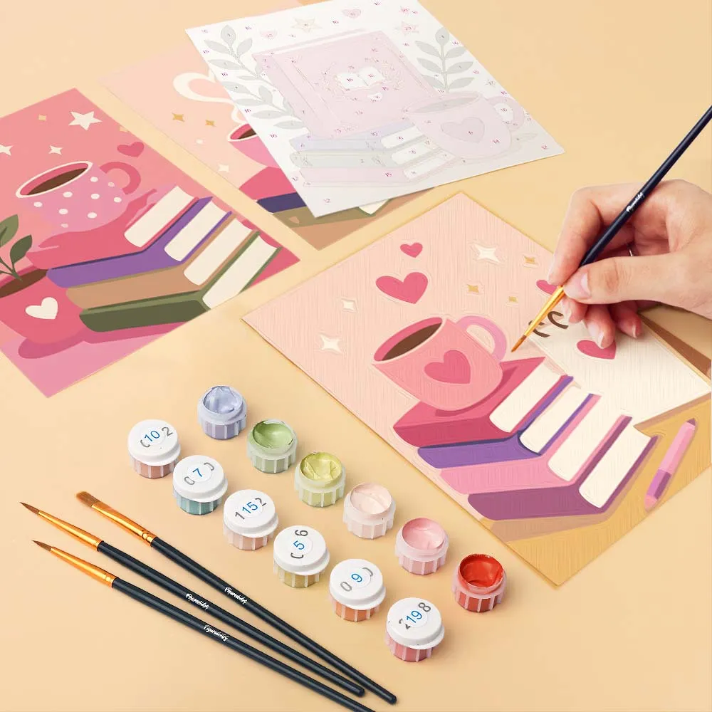 Figured'Art Mini Magische leesvibes schilderen op nummer 15x20cm 6 stuks