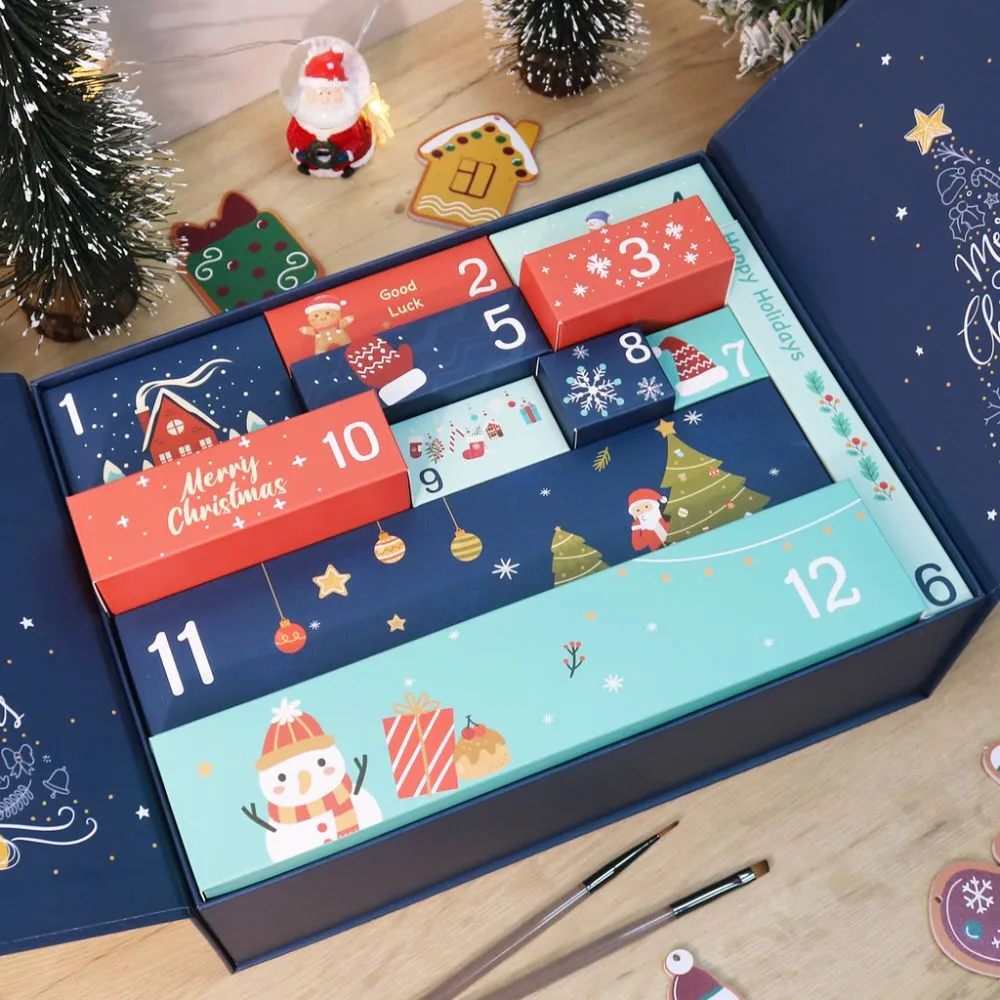 Figured'Art Vrolijk Kerstfeest adventskalender schilderen op nummer blauw