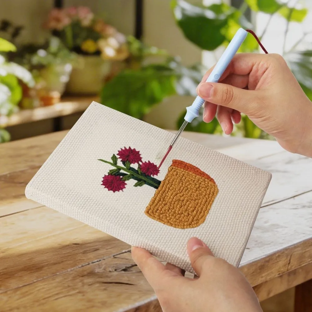 Figured'Art Bloeiende Mini Potjes punch needle set 4 stuks bloemen