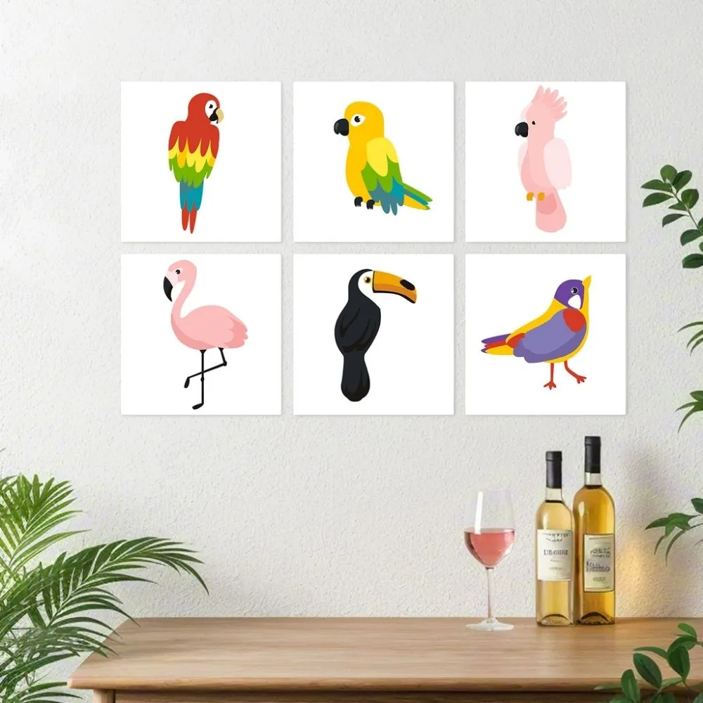 Figured'Art Mini Serie Tropische vogels schilderen op nummer 20x20cm 6 stuks