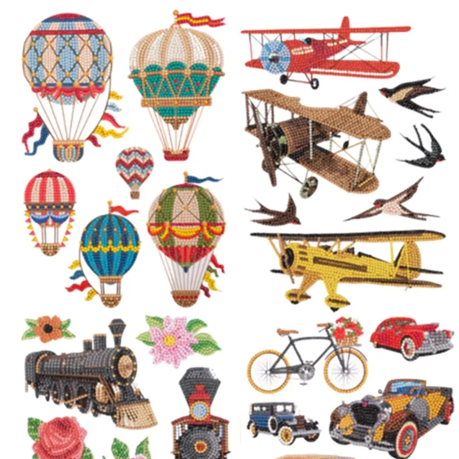 Craft Buddy Crystal Art Transportation stickers 28 stuks
