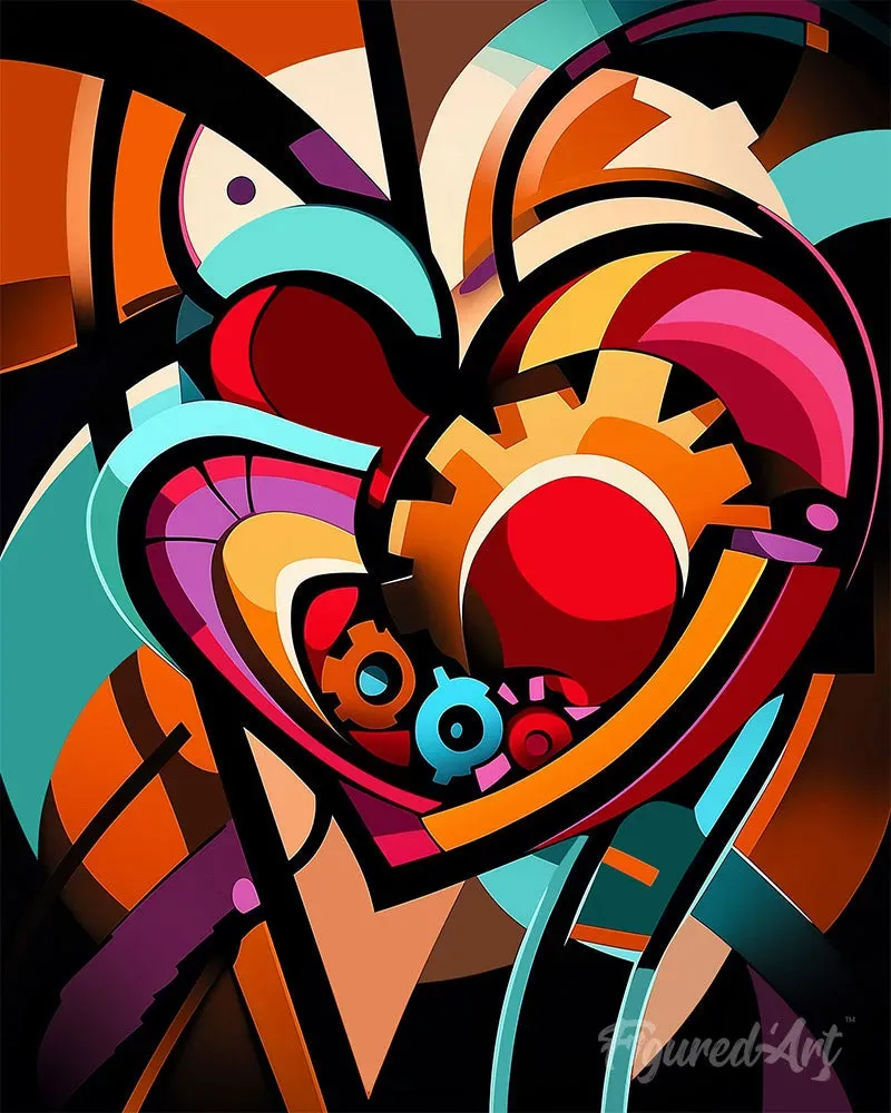 Figured'Art Hart Tandwielen schilderen op nummer 40x50 cm eenvoudig