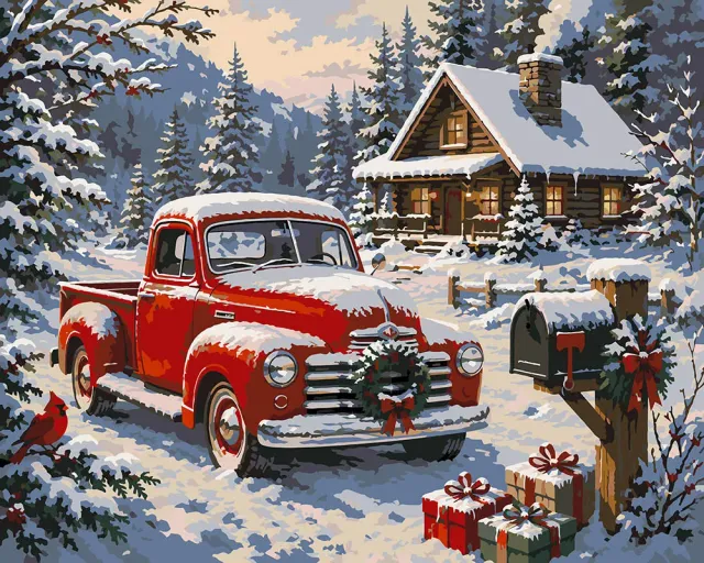 Figured'Art Kerstmis Tussen de Dennen schilderij 40x50 cm