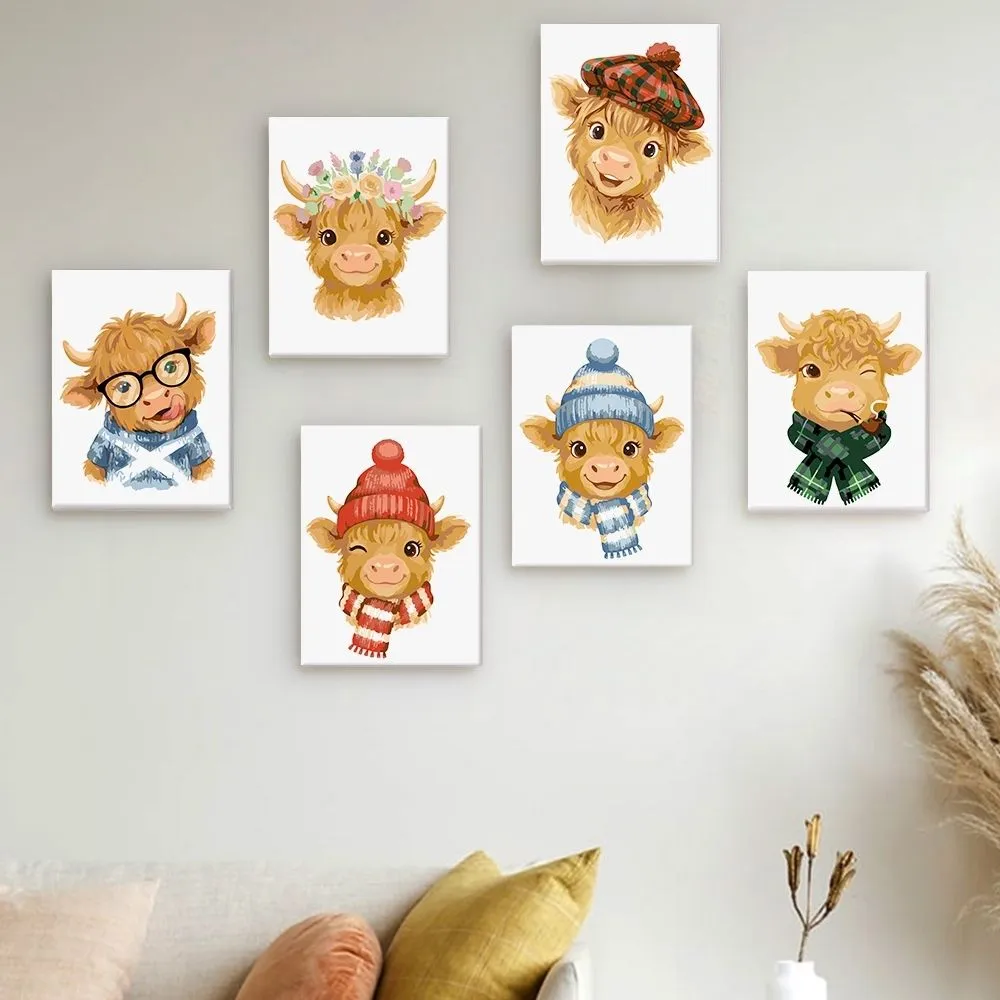 Figured'Art Mini Kleine Moe Vrienden schilderen op nummer 15x20cm 6 stuks koeien