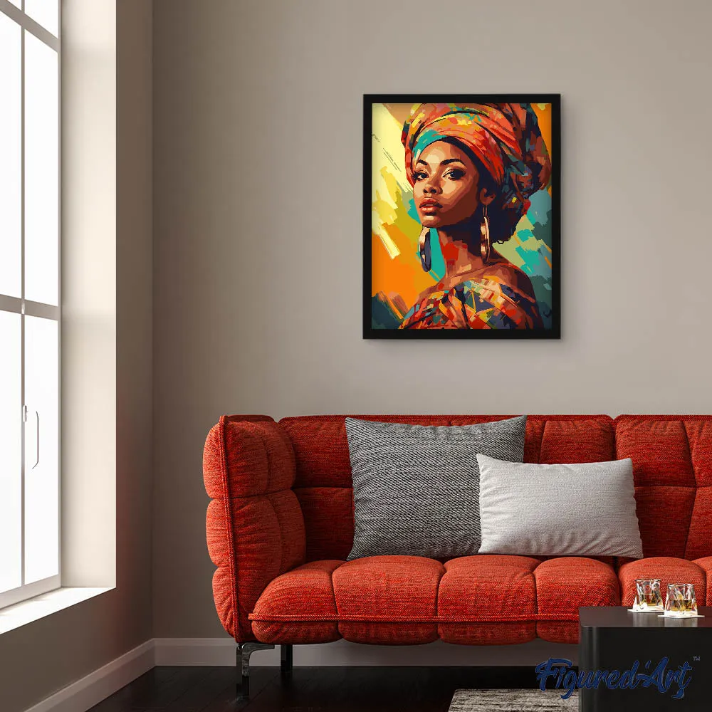Figured'Art Vrouw met kleurrijke hoofddoek schilderen op nummer 40x50cm