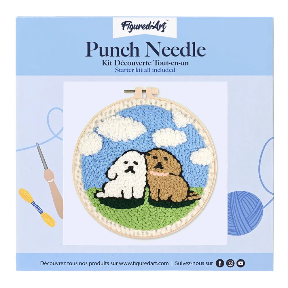 Figured'Art Hondenduo punch needle pakket 20x20 cm wol