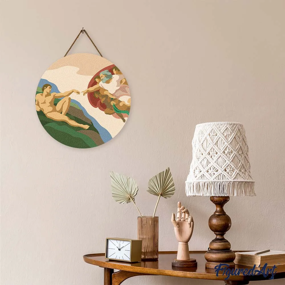 Figured'Art Schepping van Adam diamond painting hout 30cm Michelangelo