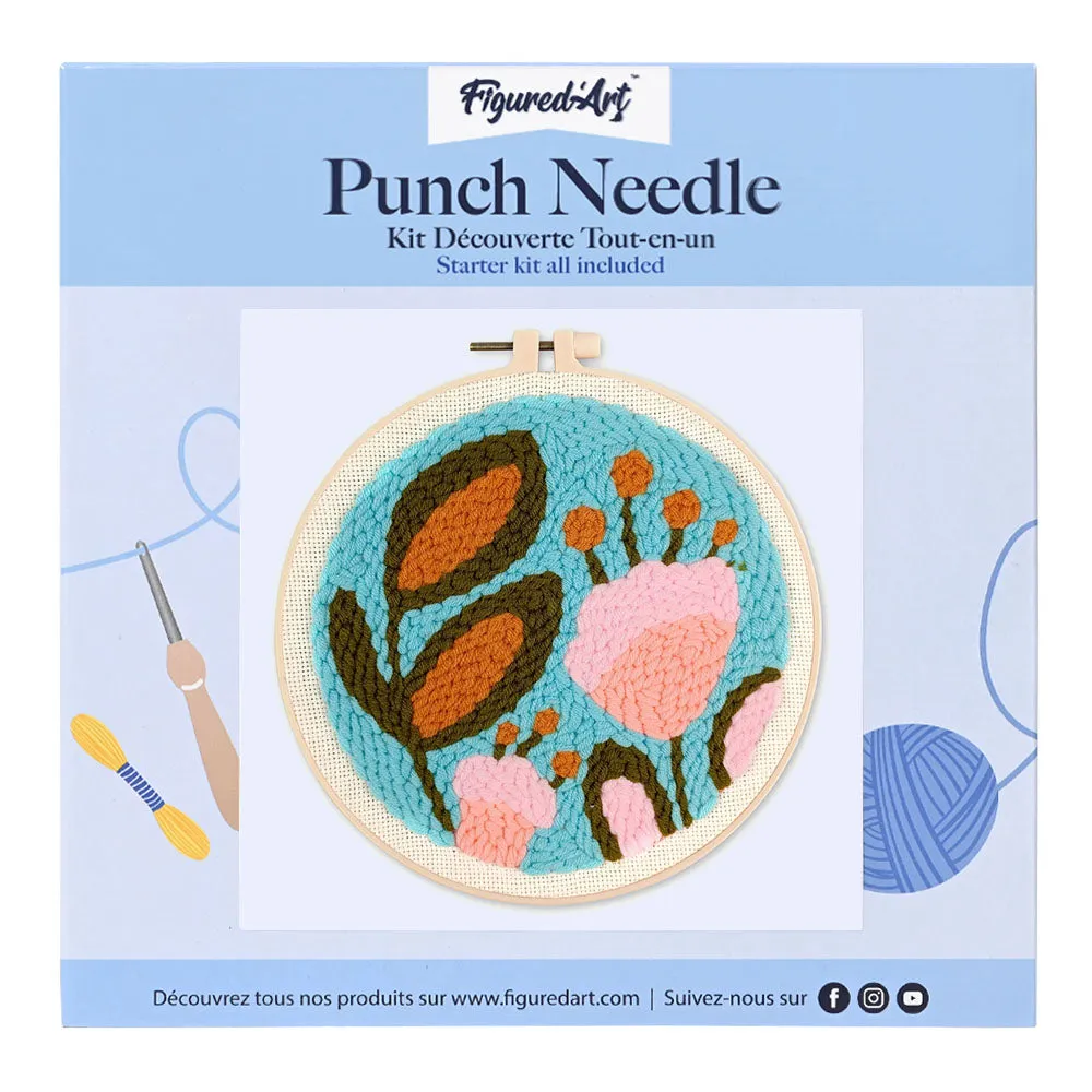 Figured'Art Wilde Bloemen punch needle pakket 20x20 cm wol