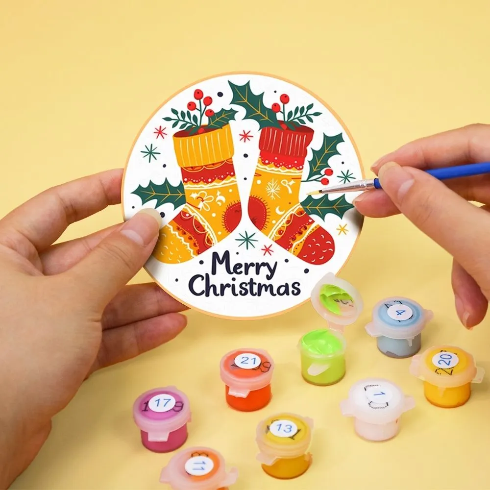 Figured'Art Kerst onderzetters schilderen op nummer 10cm 6st