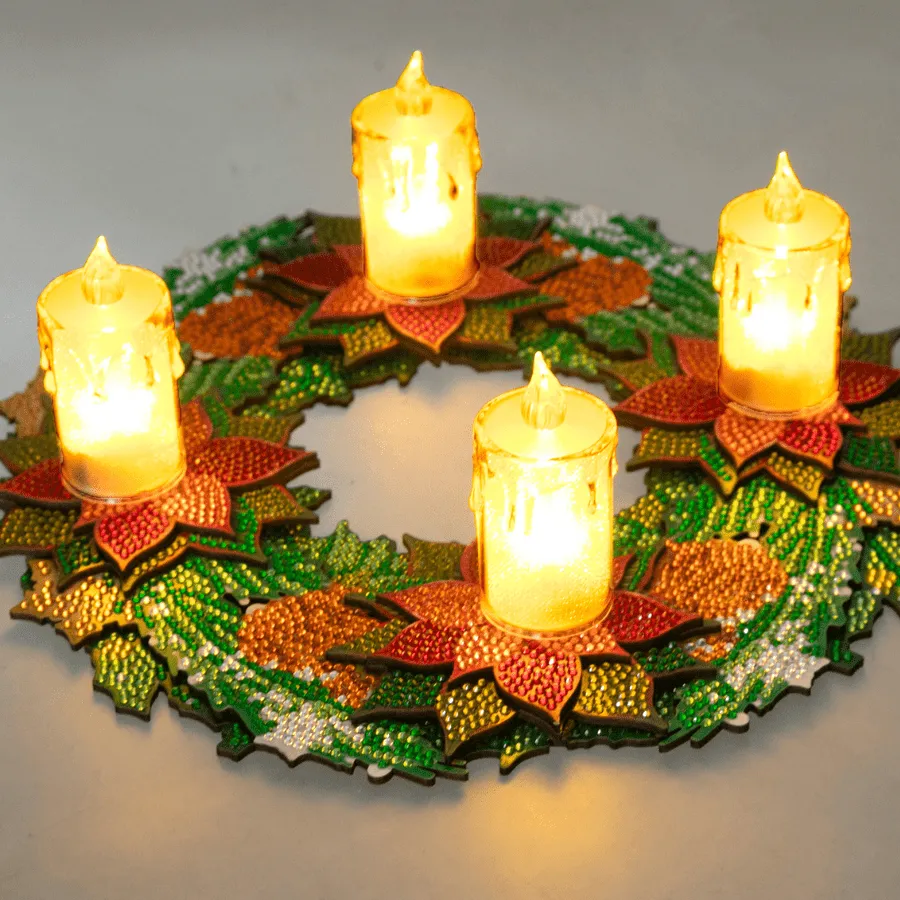 Craft Buddy Crystal Art Christmas Candle Holder krans kit 29 cm 3D