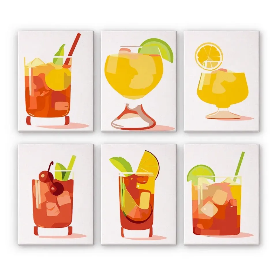 Figured'Art Tropische Cocktails mini schilderen op nummer 6x 15x20cm