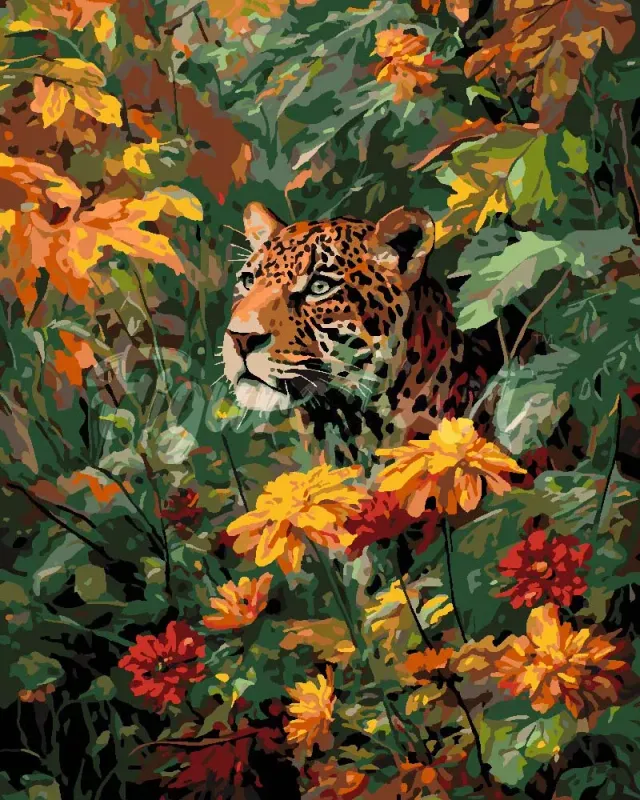 Figured'Art Luipaard in de herfst schilderen op nummer gevorderd