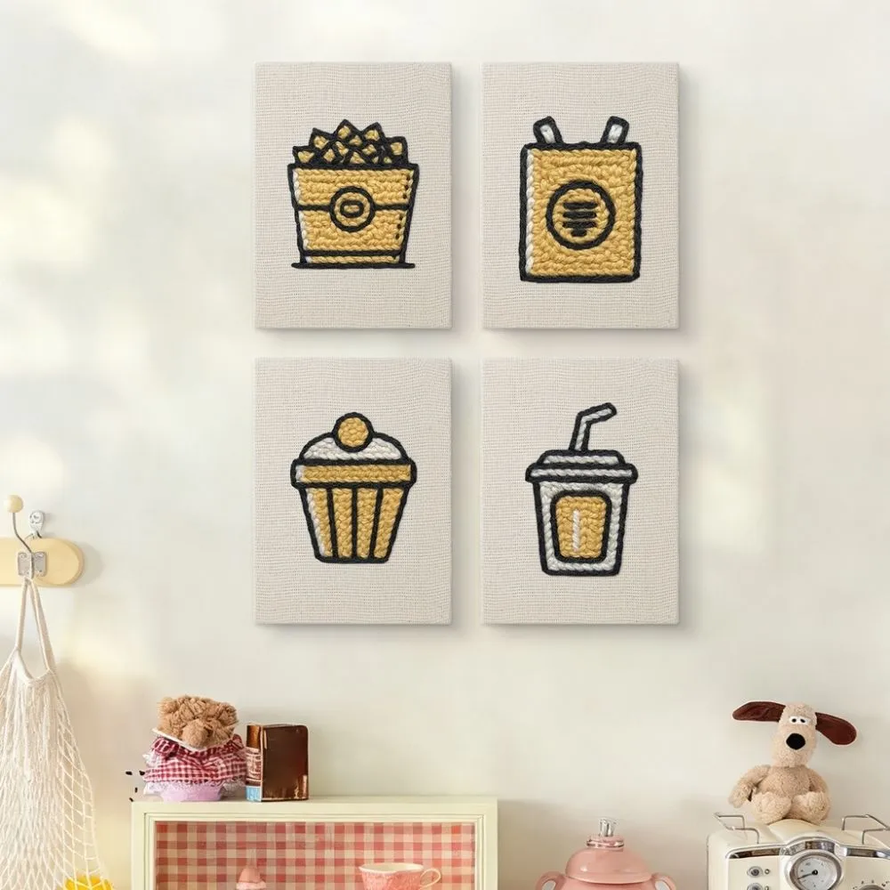 Figured'Art Dagelijkse Snacks punch needle set 4 frames katoen