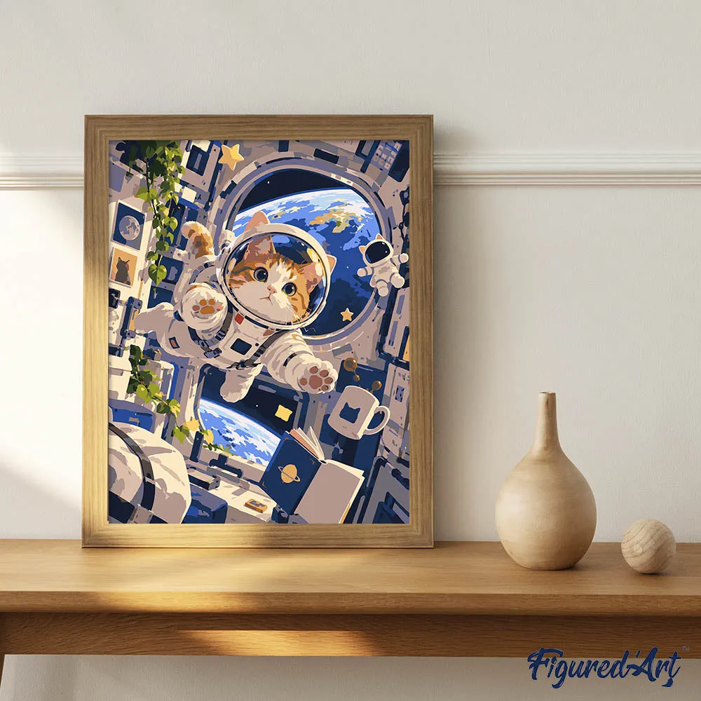 Figured'Art Avontuur van de Astronautenkat schilderen op nummer 40x50 cm