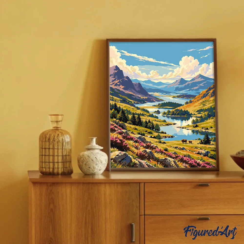 Figured'Art Schotse Hooglanden schilderen op nummer 40x50cm meer