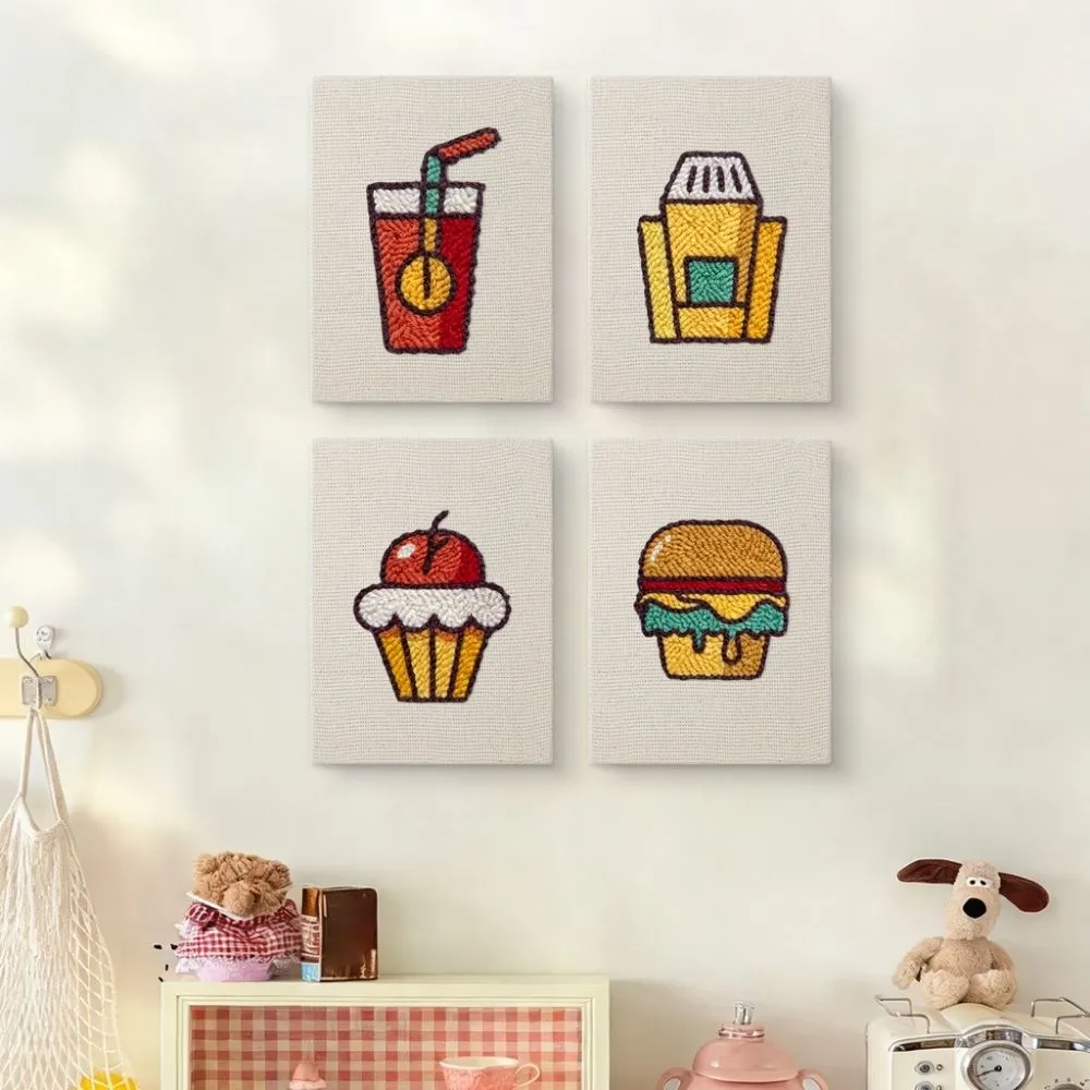 Figured'Art Fastfood Plezier punch needle set 4 stuks 15x20cm