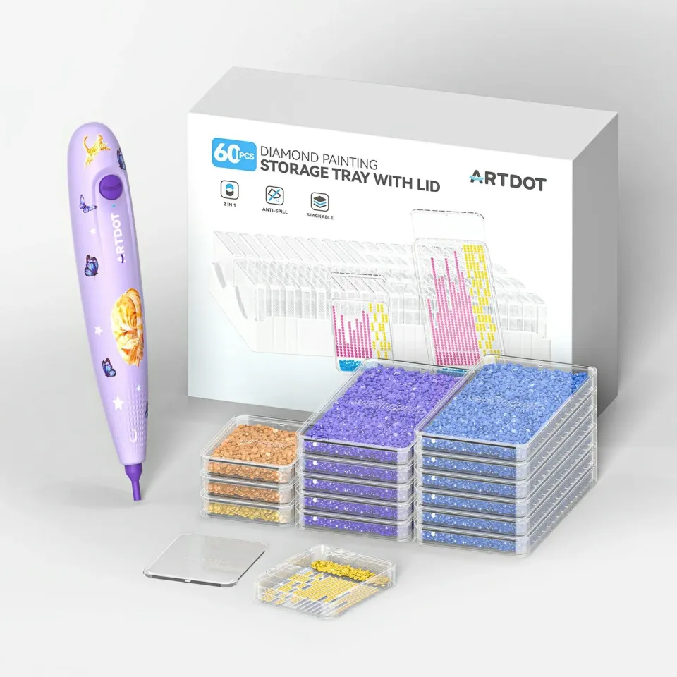 ARTDOT E-Painter Elektrische Pen Paars + 60 Bakjes met Deksel