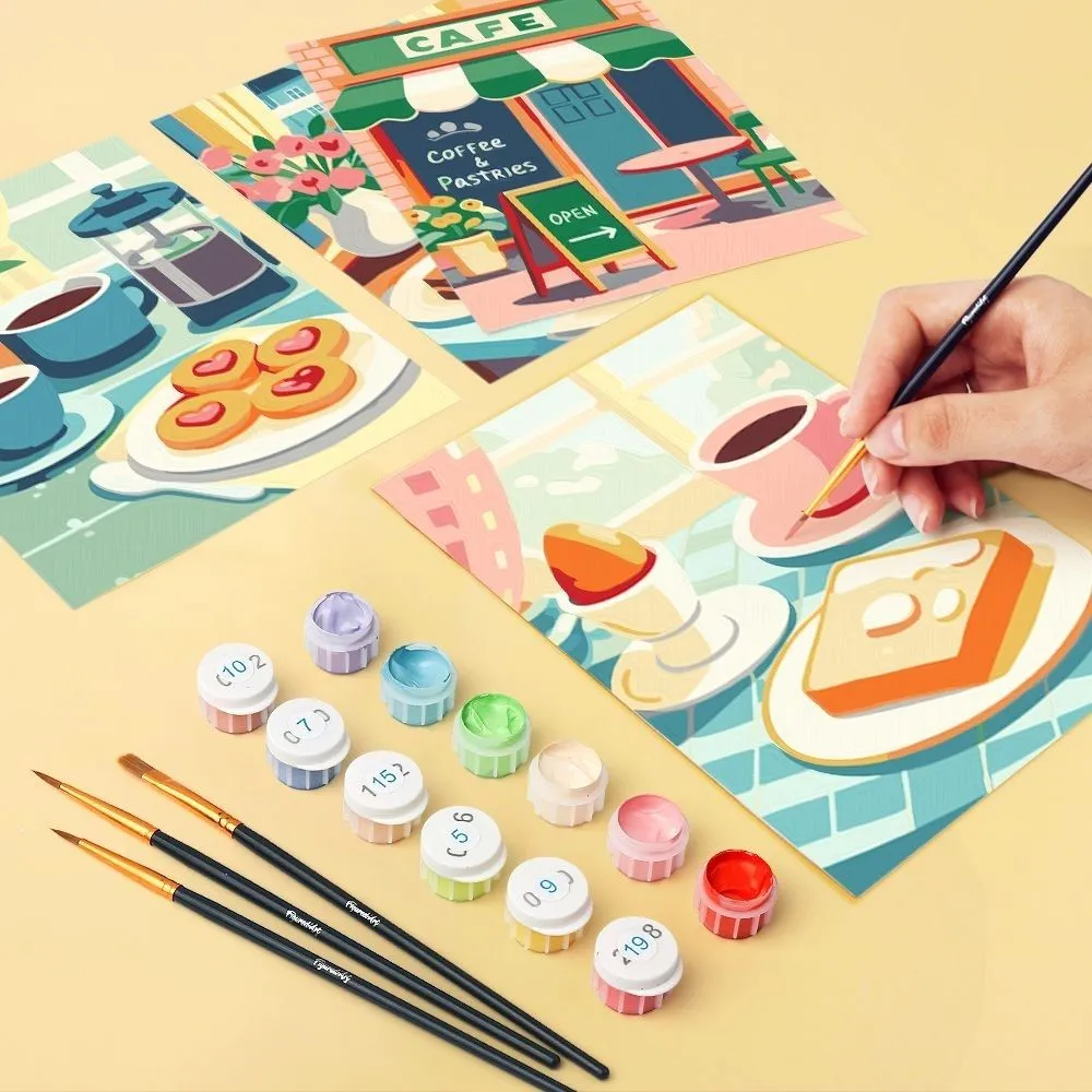 Figured'Art Mini Café Genot schilderen op nummer 6x 15x20 cm