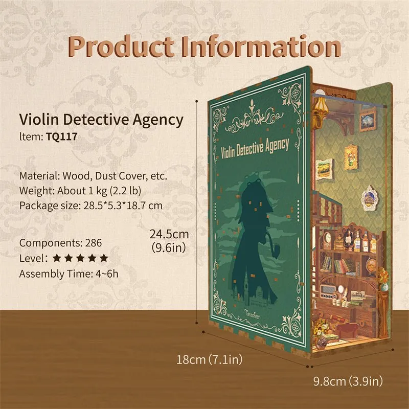 Figured'Art Viool Detectivebureau book nook 286 delen met licht
