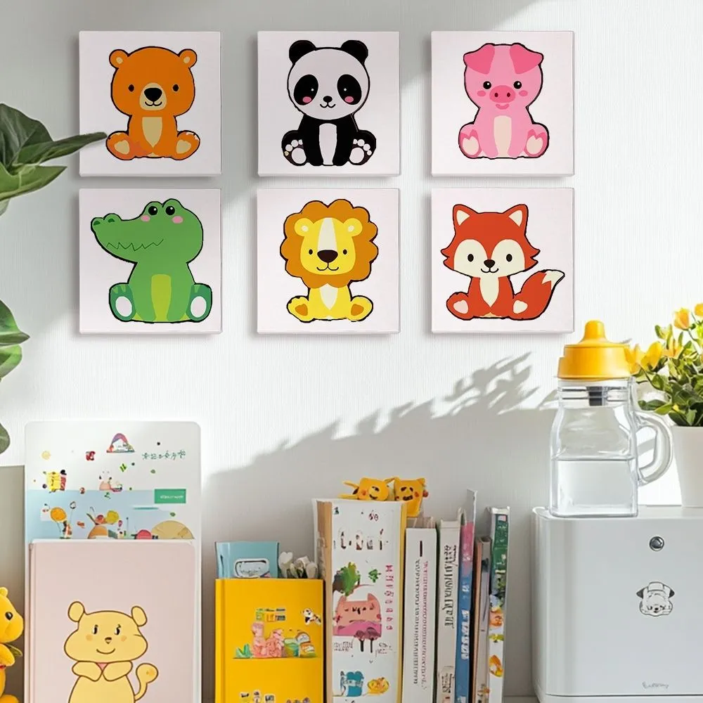 Figured'Art Schattige Dierfiguren mini schilderen op nummer 6 stuks
